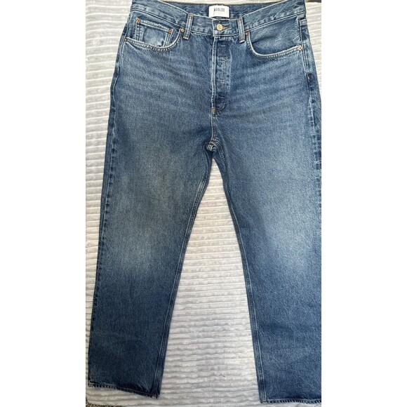 Womens Agolde Kelly Blue Denim High-rise Straight Leg jeans, size 30 Button Fly - Picture 1 of 16